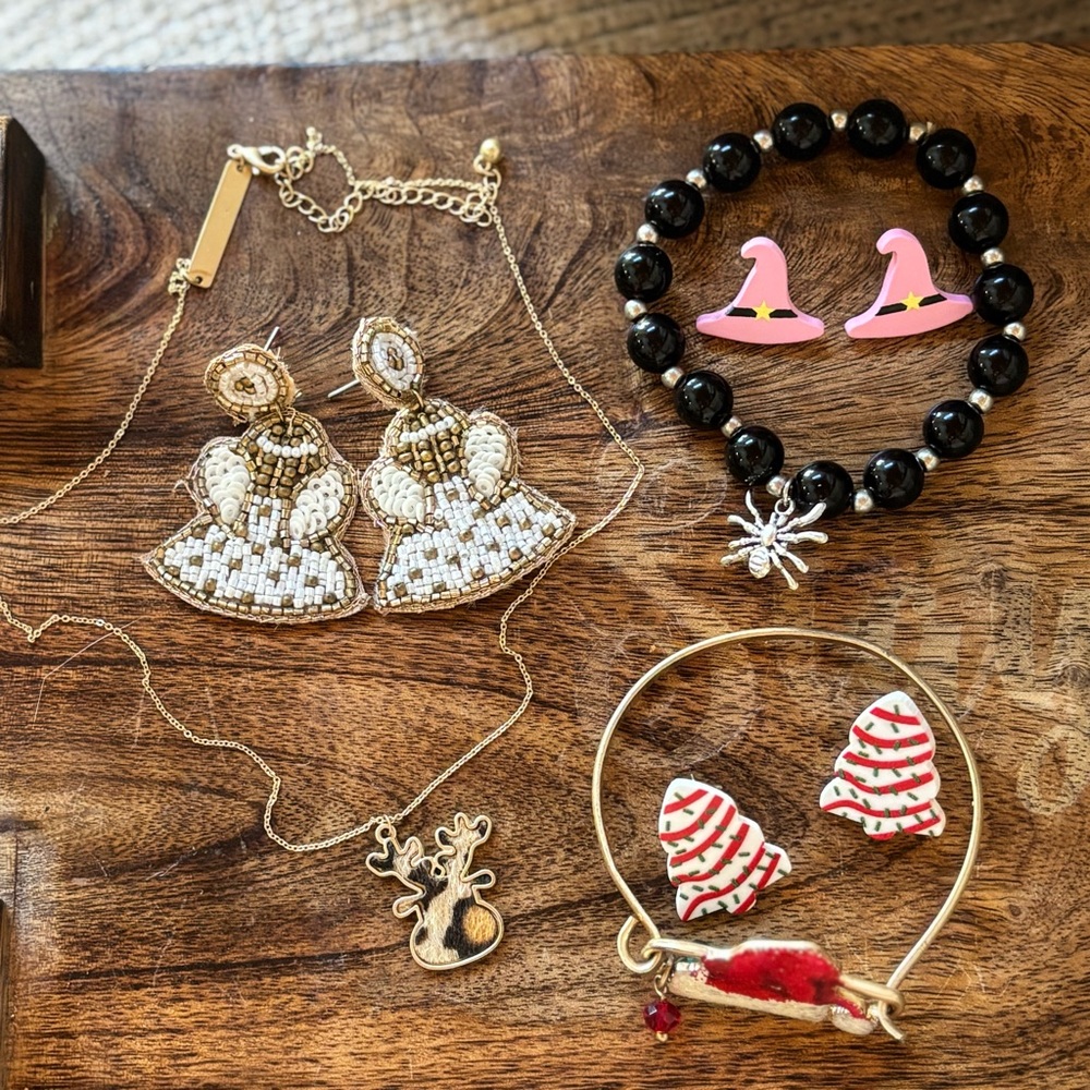 Festive Jewelry Sets w Earrings & Bracelet or Necklace • Halloween & Christmas